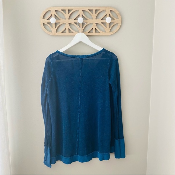 Free People Long Sleeve Top Blue Sz Medium - Picture 7 of 11
